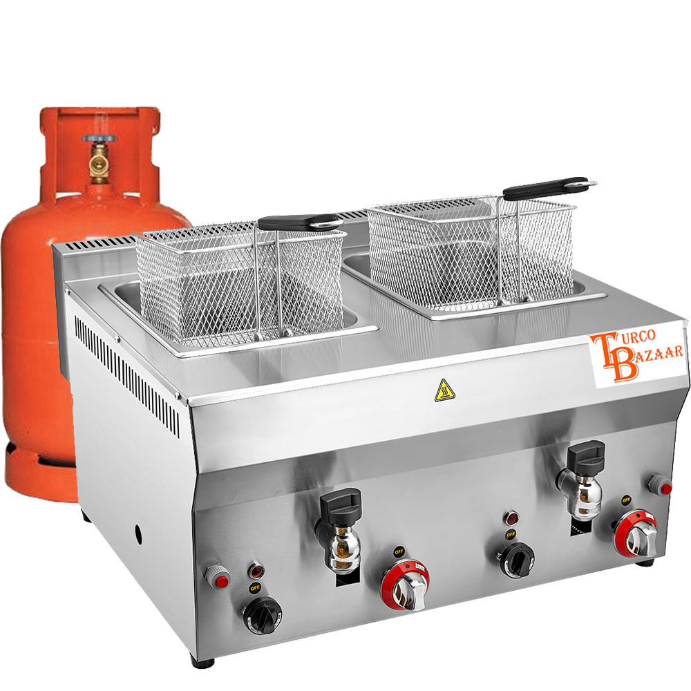 Stainless Steel Propan Gas Commercial Countertop Deep Fryer